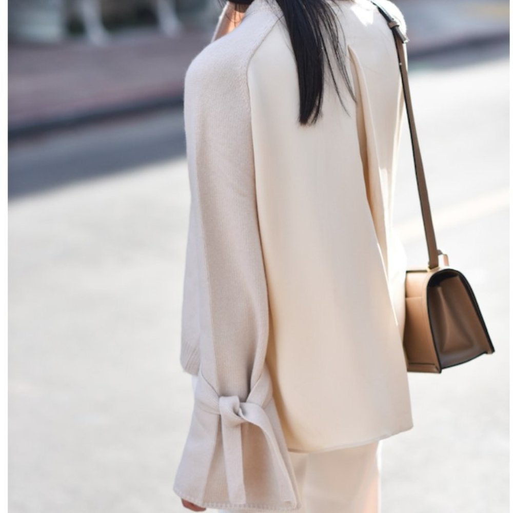 Tibi Cashmere Cream Crew Neck Sweater - Picture 2 of 11